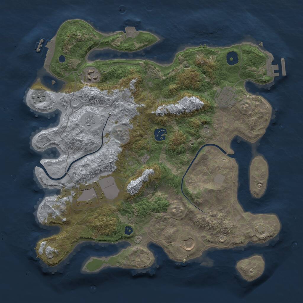 Rust Map: Procedural Map, Size: 3500, Seed: 20248226, 12 Monuments