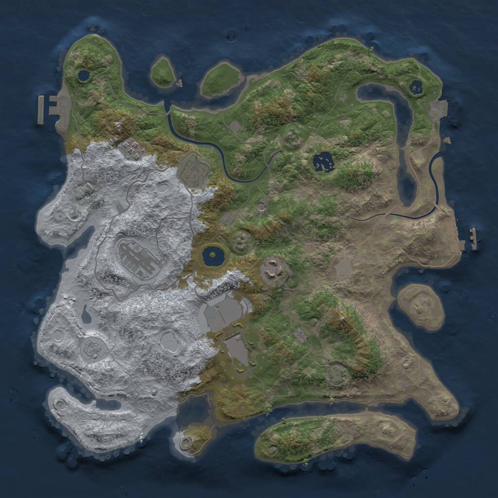 Rust Map: Procedural Map, Size: 3500, Seed: 110488051, 12 Monuments