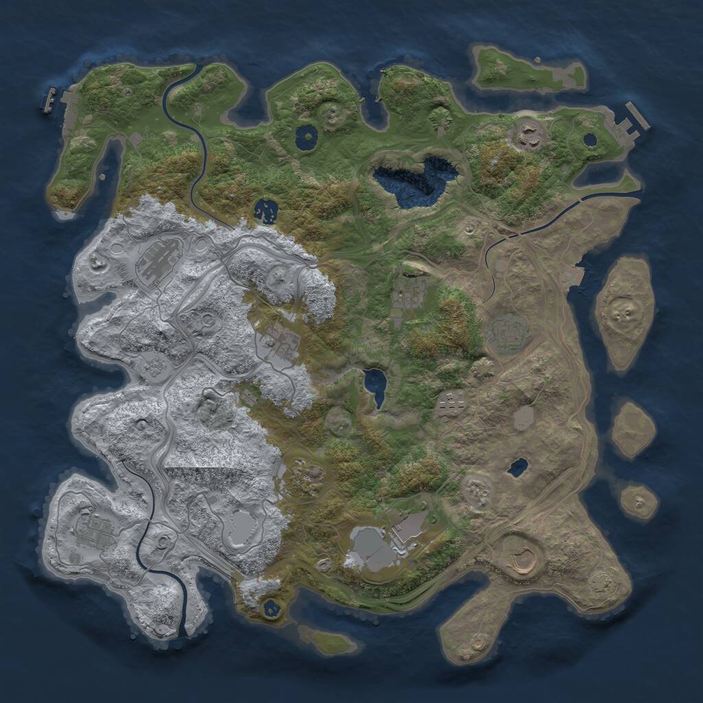 Rust Map: Procedural Map, Size: 4250, Seed: 36594802, 17 Monuments