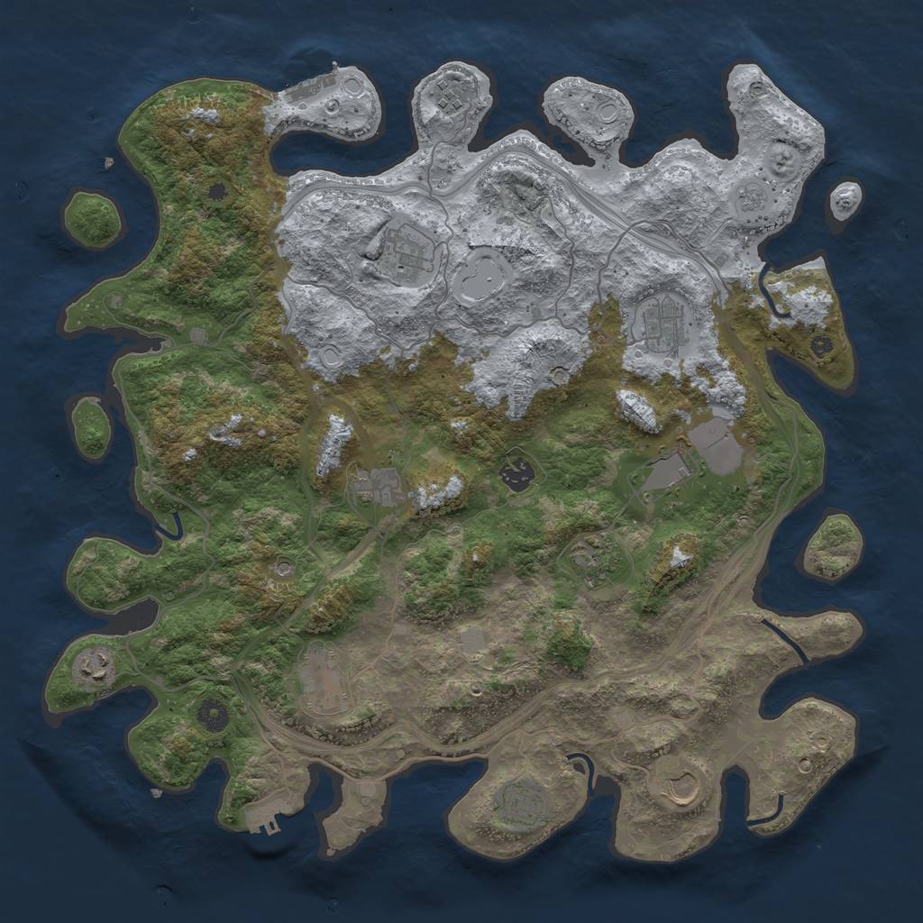 Rust Map: Procedural Map, Size: 4250, Seed: 977277716, 20 Monuments