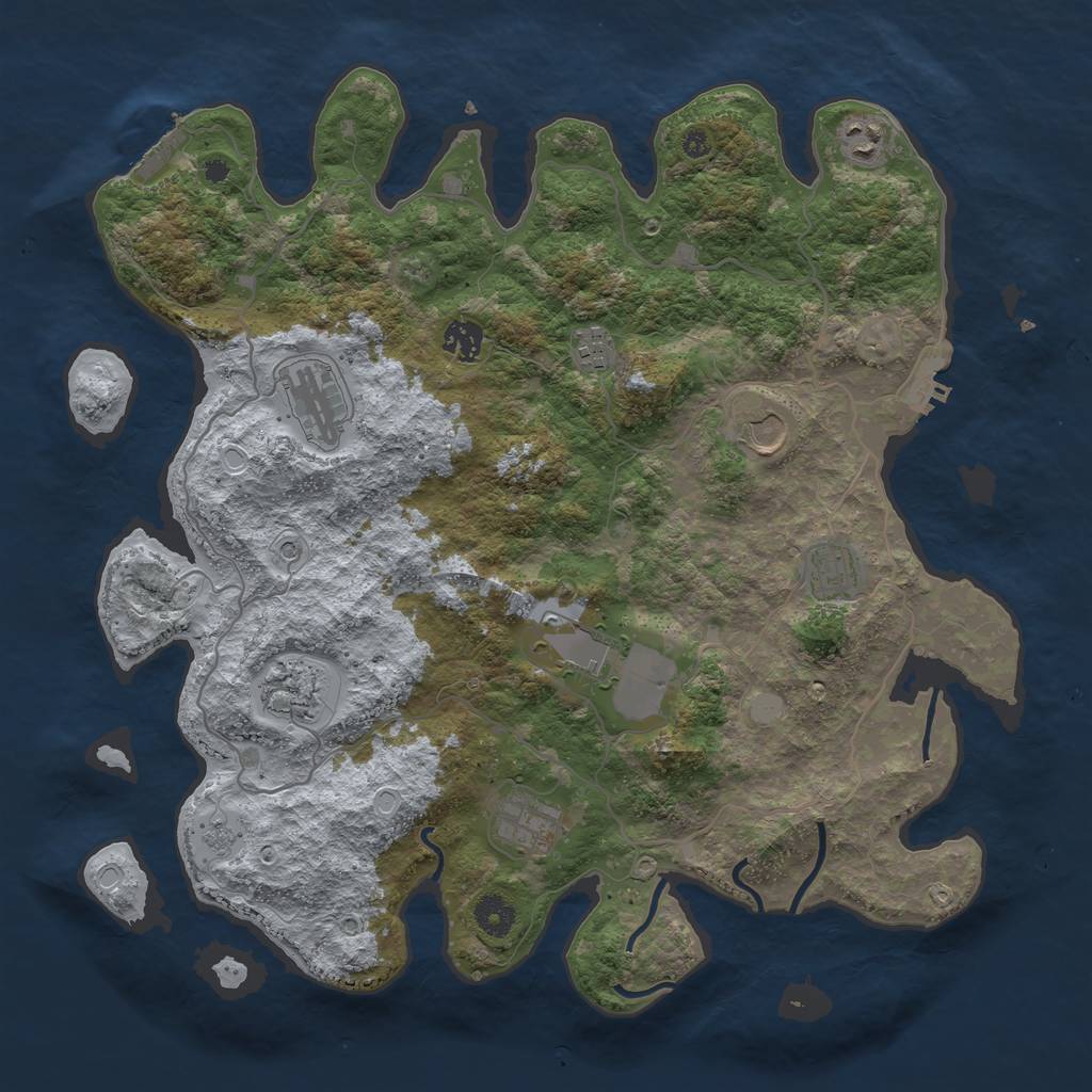 Rust Map: Procedural Map, Size: 4000, Seed: 463154337, 18 Monuments