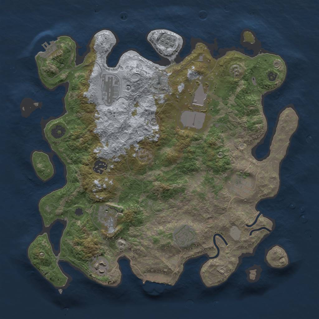 Rust Map: Procedural Map, Size: 3500, Seed: 32485356, 16 Monuments