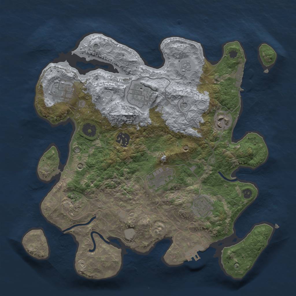 Rust Map: Procedural Map, Size: 3200, Seed: 346987, 14 Monuments