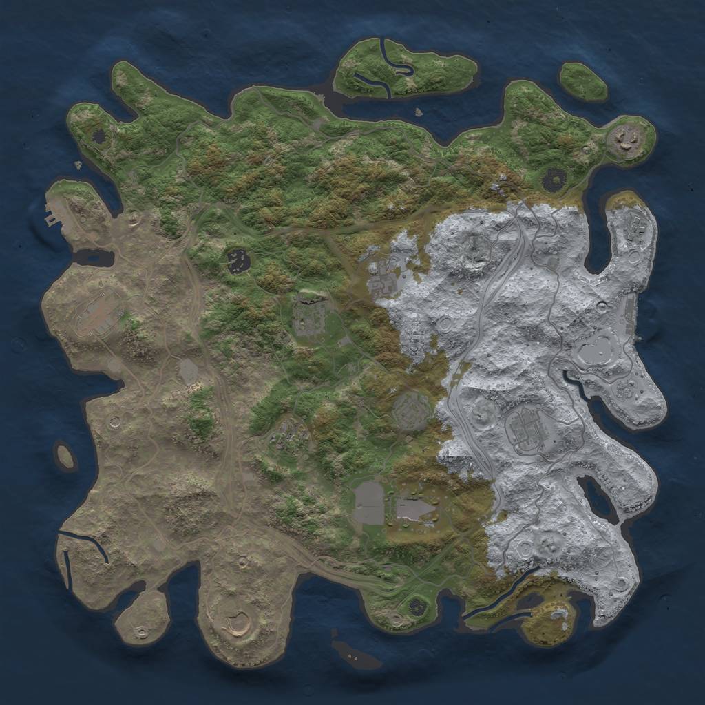 Rust Map: Procedural Map, Size: 4300, Seed: 1141208900, 18 Monuments