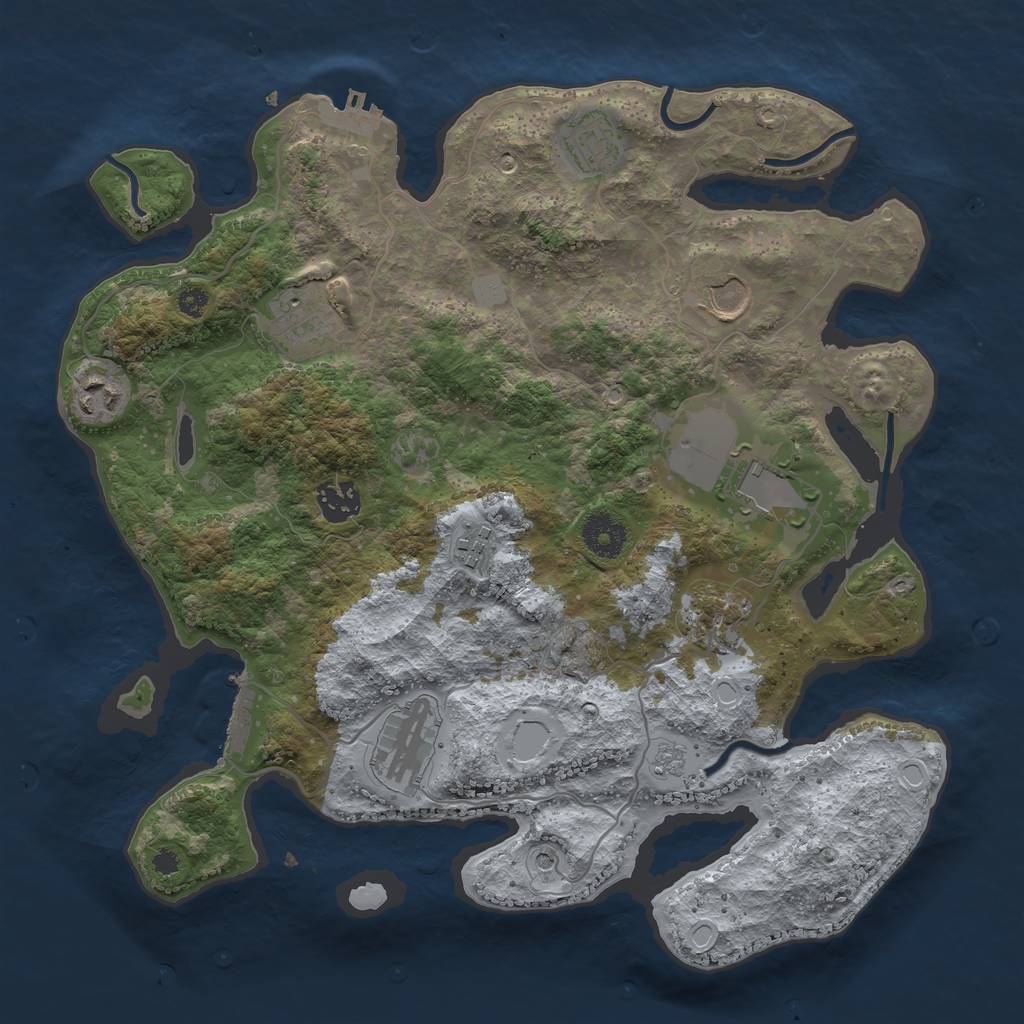 Rust Map: Procedural Map, Size: 3500, Seed: 244169310, 18 Monuments