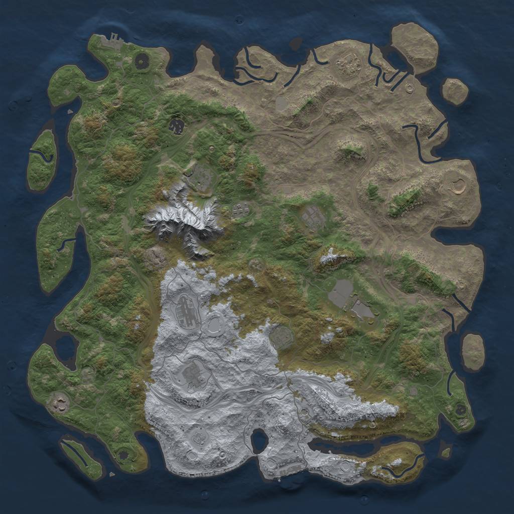 Rust Map: Procedural Map, Size: 5000, Seed: 1125478422, 18 Monuments