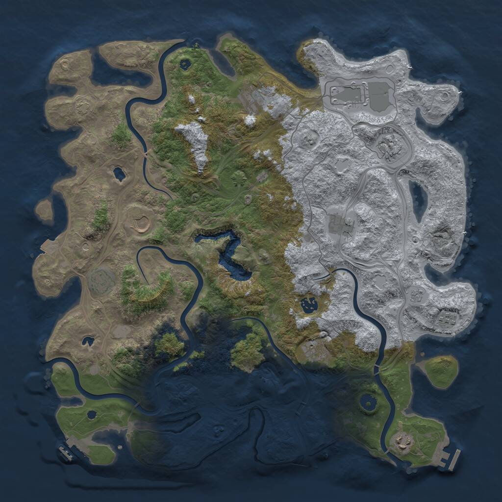 Rust Map: Procedural Map, Size: 4500, Seed: 880176715, 16 Monuments