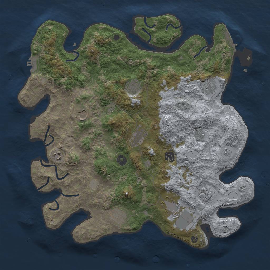 Rust Map: Procedural Map, Size: 3900, Seed: 8834433, 19 Monuments