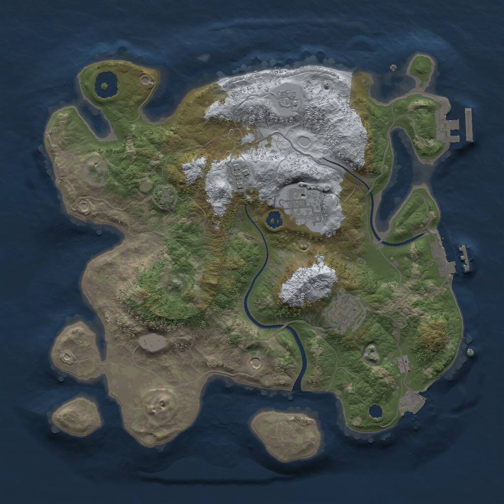 Rust Map: Procedural Map, Size: 3000, Seed: 1614473495, 9 Monuments