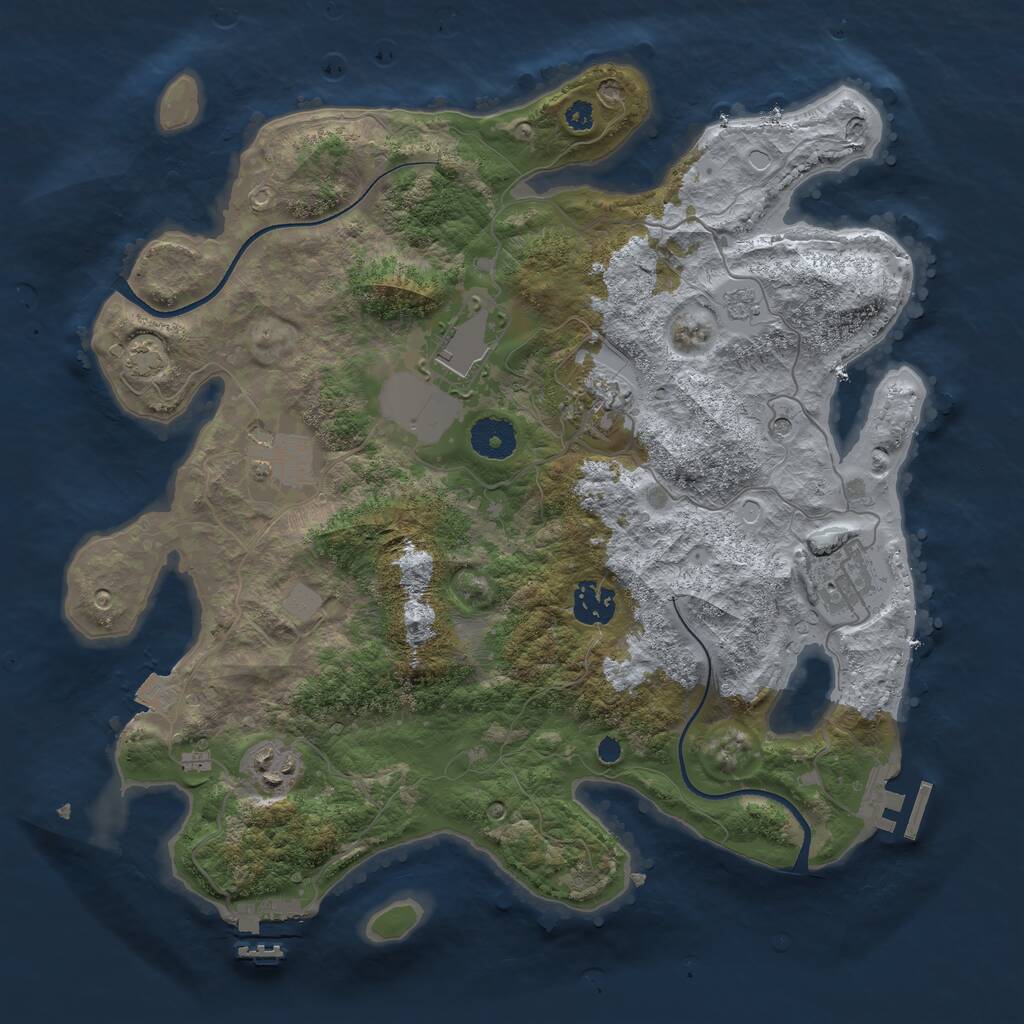 Rust Map: Procedural Map, Size: 3500, Seed: 122022, 12 Monuments