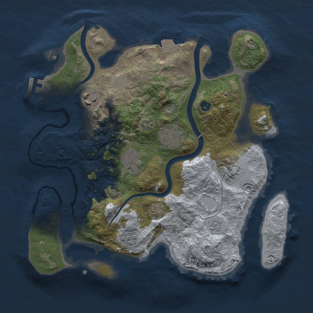 Rust Map: Procedural Map, Size: 3000, Seed: 1012494100, 10 Monuments