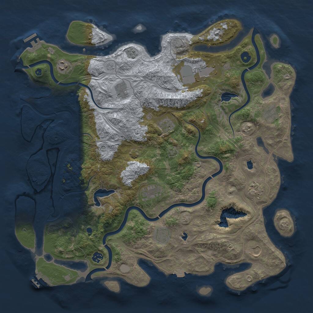 Rust Map: Procedural Map, Size: 4500, Seed: 97742220, 17 Monuments