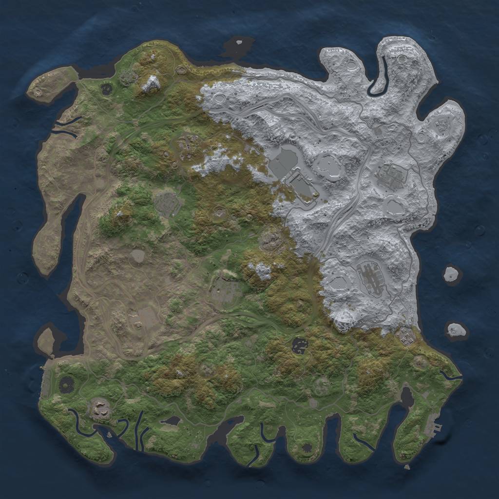 Rust Map: Procedural Map, Size: 4500, Seed: 28716976, 18 Monuments