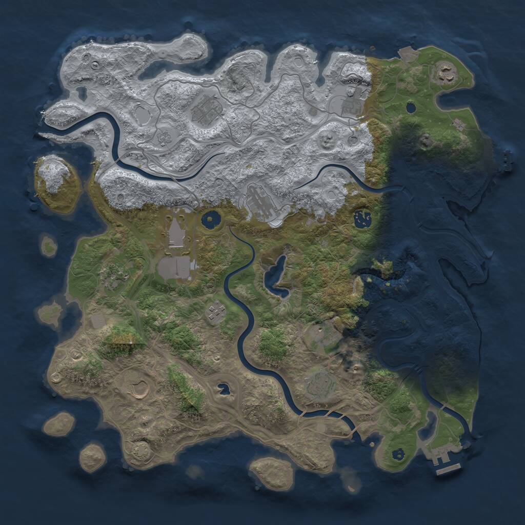 Rust Map: Procedural Map, Size: 4250, Seed: 45734264, 17 Monuments