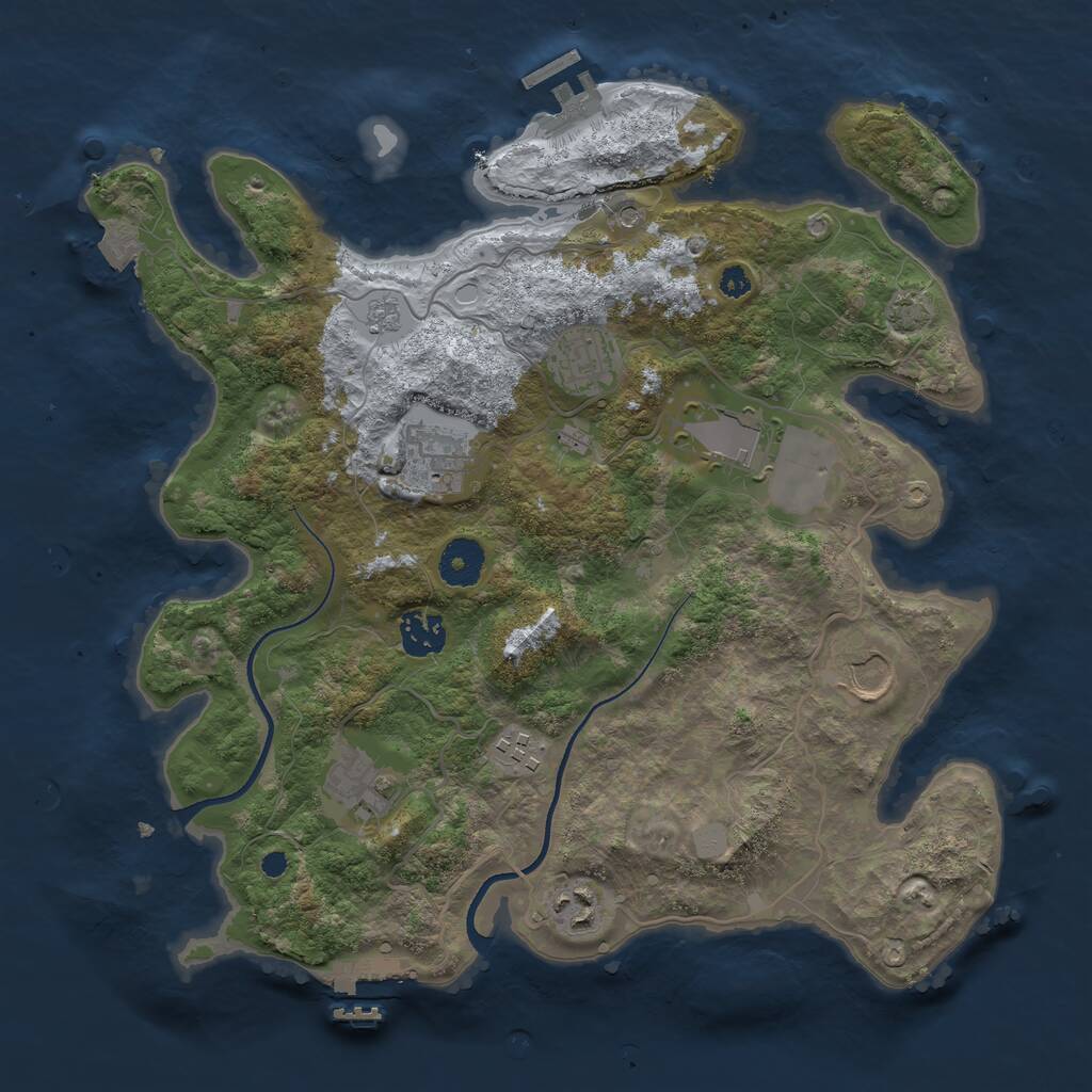 Rust Map: Procedural Map, Size: 3500, Seed: 1966312669, 14 Monuments