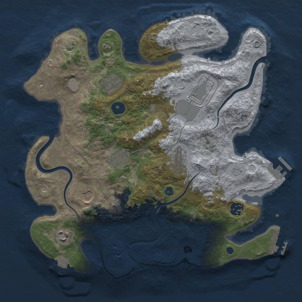 Rust Map: Procedural Map, Size: 3500, Seed: 701381116, 14 Monuments
