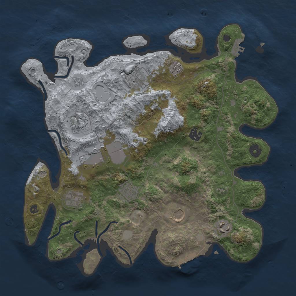 Rust Map: Procedural Map, Size: 3500, Seed: 1967885826, 15 Monuments