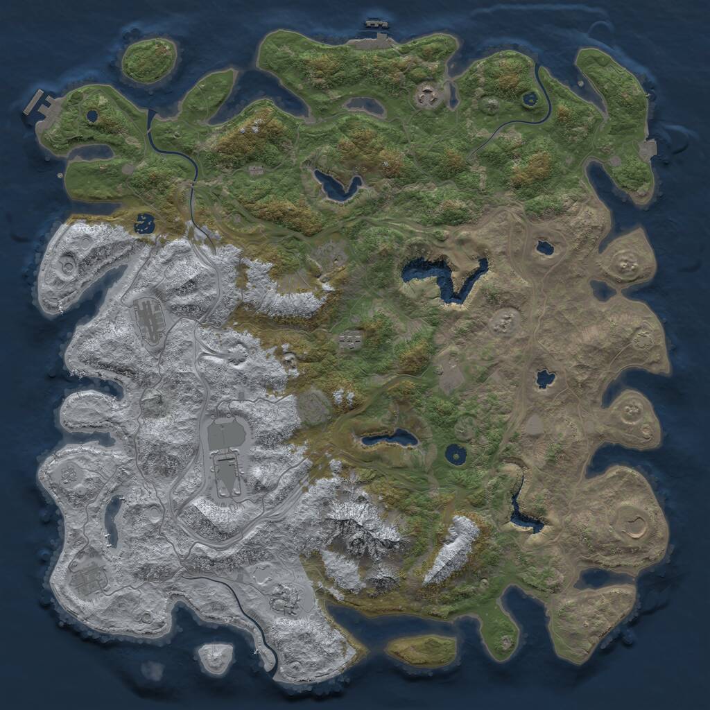 Rust Map: Procedural Map, Size: 5000, Seed: 8384905, 17 Monuments