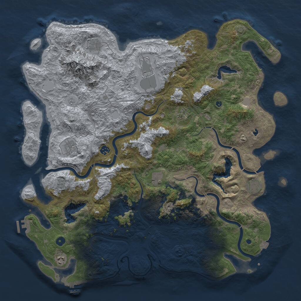 Rust Map: Procedural Map, Size: 5000, Seed: 45512, 15 Monuments