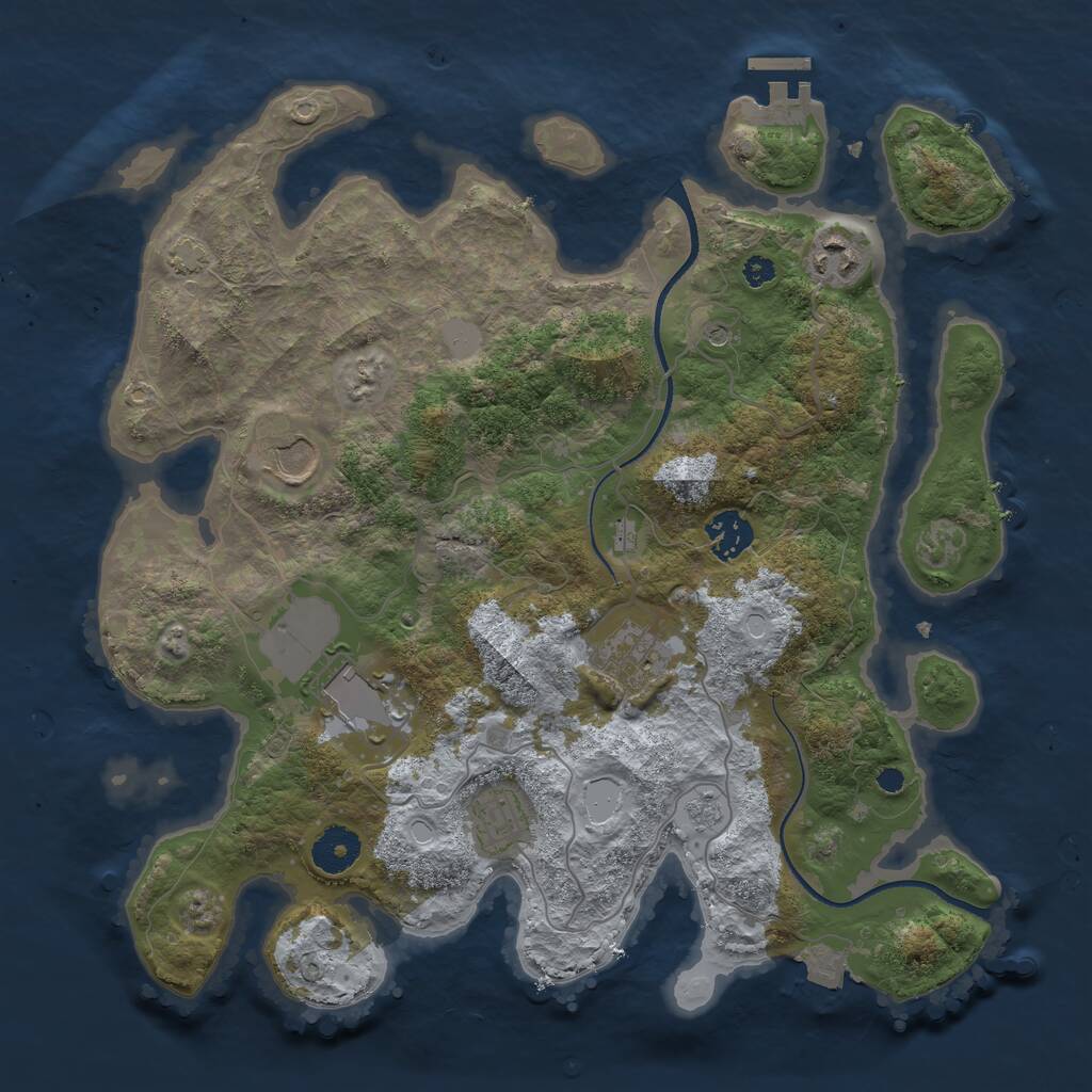 Rust Map: Procedural Map, Size: 3500, Seed: 123084010, 11 Monuments