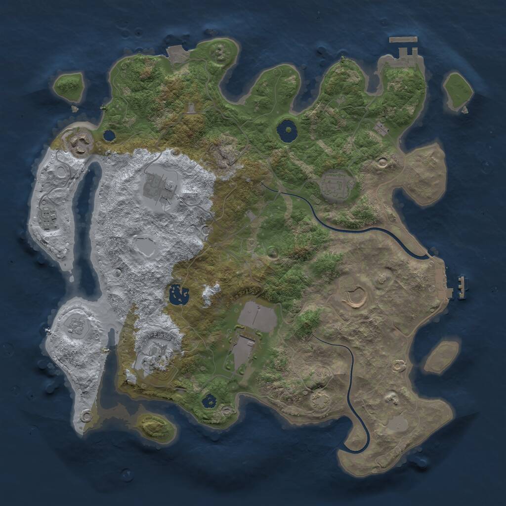Rust Map: Procedural Map, Size: 3600, Seed: 2007, 14 Monuments