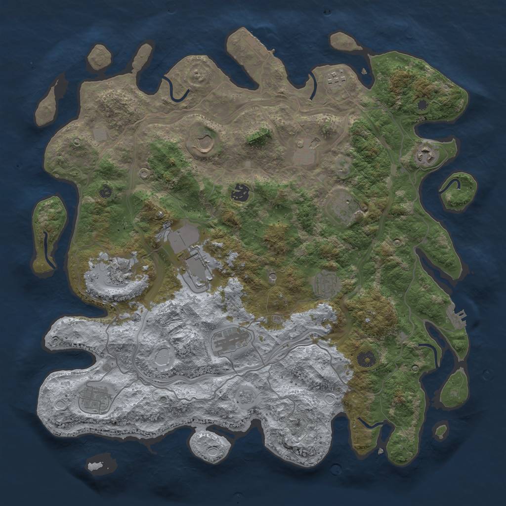 Rust Map: Procedural Map, Size: 4250, Seed: 80317025, 20 Monuments