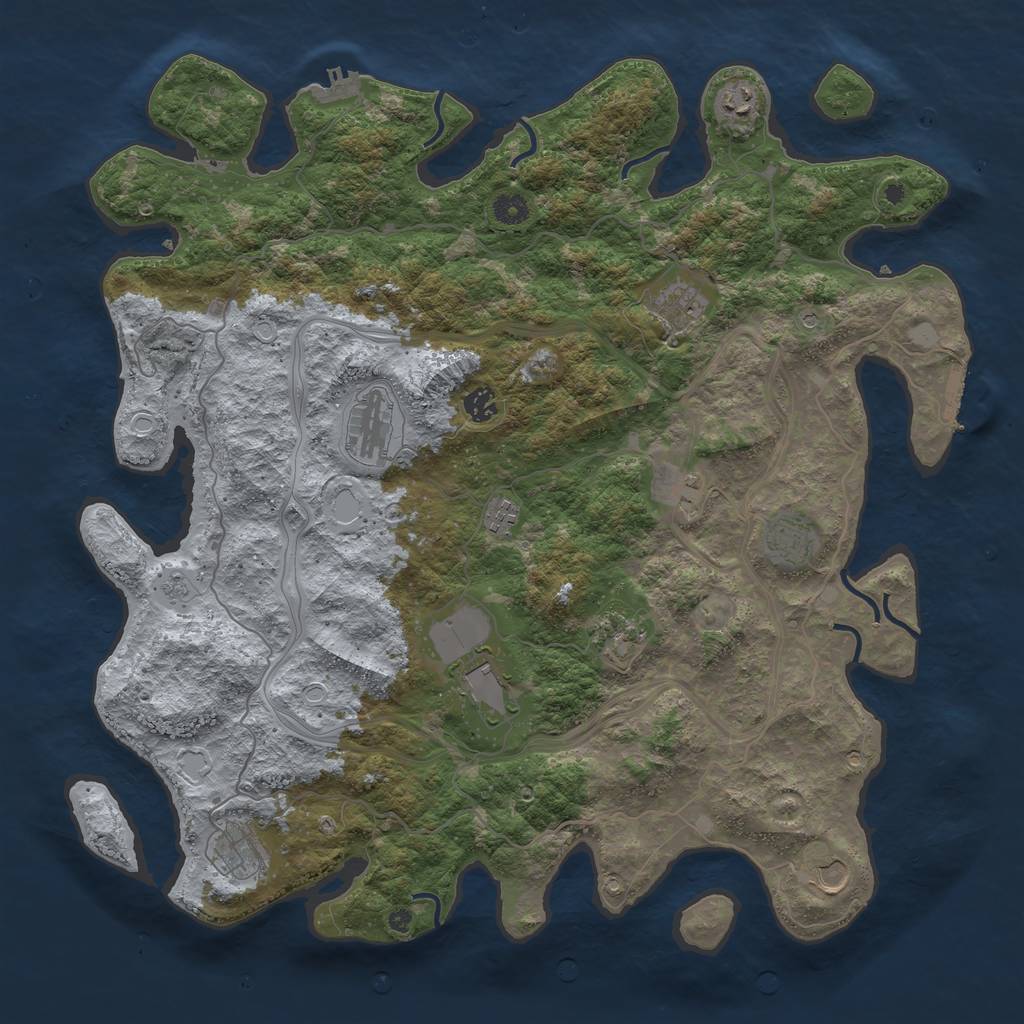 Rust Map: Procedural Map, Size: 4500, Seed: 1717520122, 20 Monuments