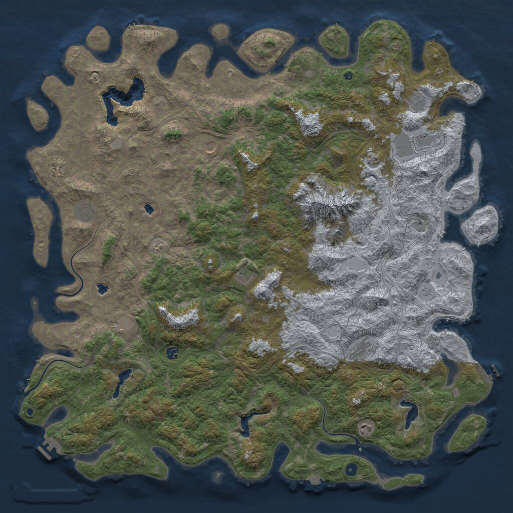 Rust Map: Procedural Map, Size: 6000, Seed: 1357444906, 17 Monuments
