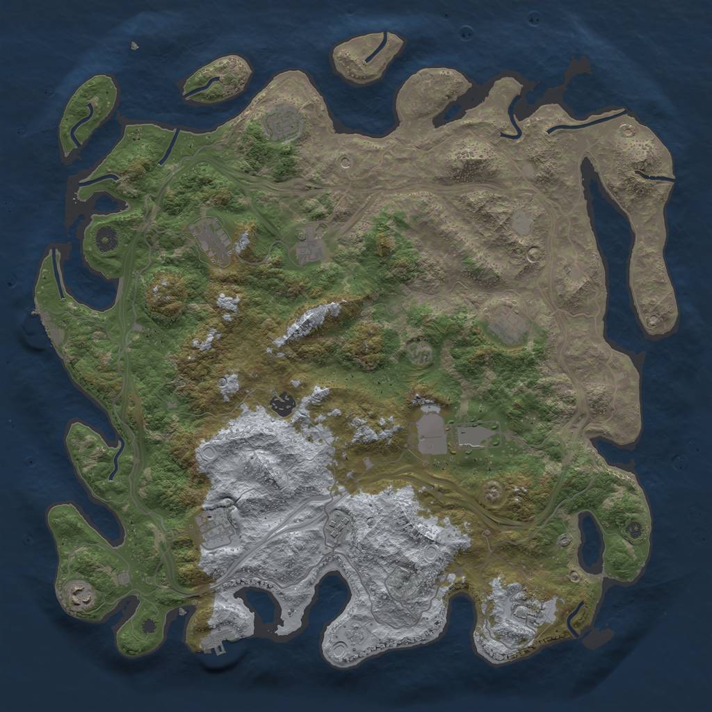 Rust Map: Procedural Map, Size: 4500, Seed: 557060431, 17 Monuments