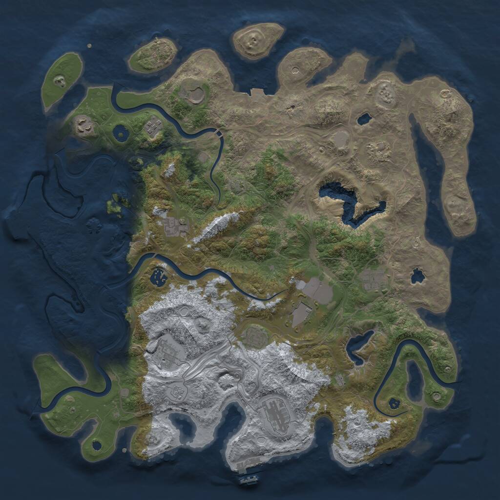 Rust Map: Procedural Map, Size: 4500, Seed: 557060431, 17 Monuments
