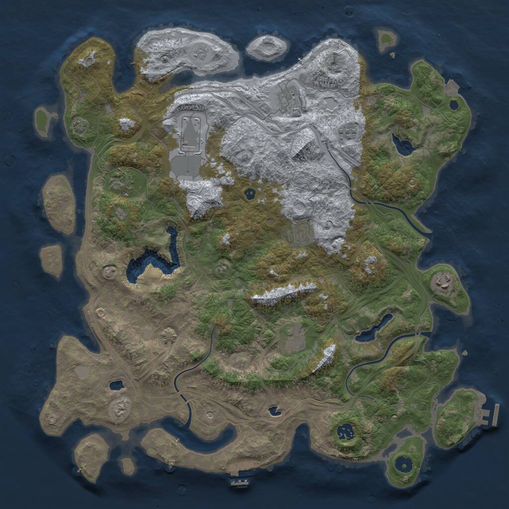 Rust Map: Procedural Map, Size: 4500, Seed: 1795900401, 14 Monuments