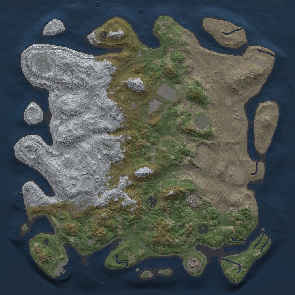 Rust Map: Procedural Map, Size: 4250, Seed: 768395581, 19 Monuments