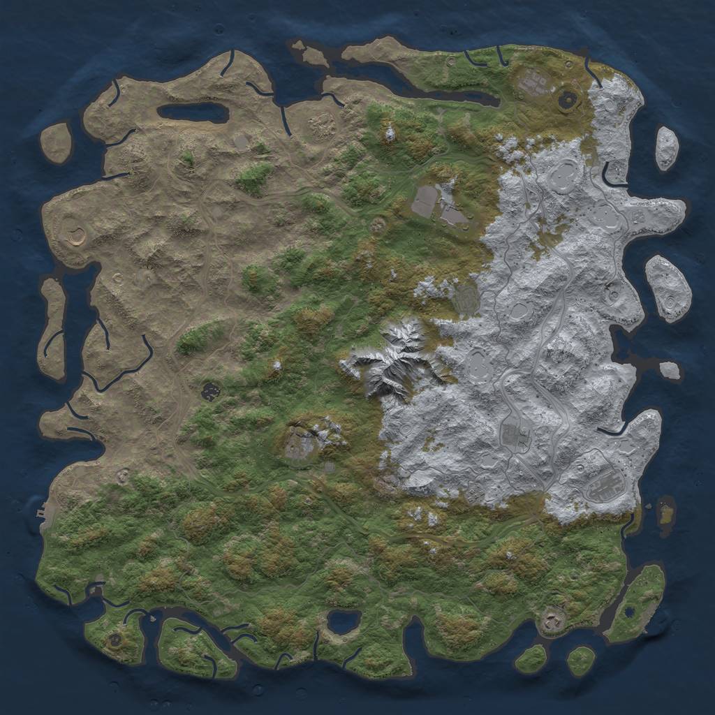 Rust Map: Procedural Map, Size: 6000, Seed: 46858422, 20 Monuments