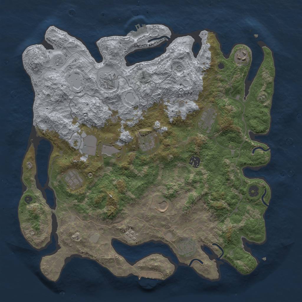 Rust Map: Procedural Map, Size: 4000, Seed: 705823306, 17 Monuments