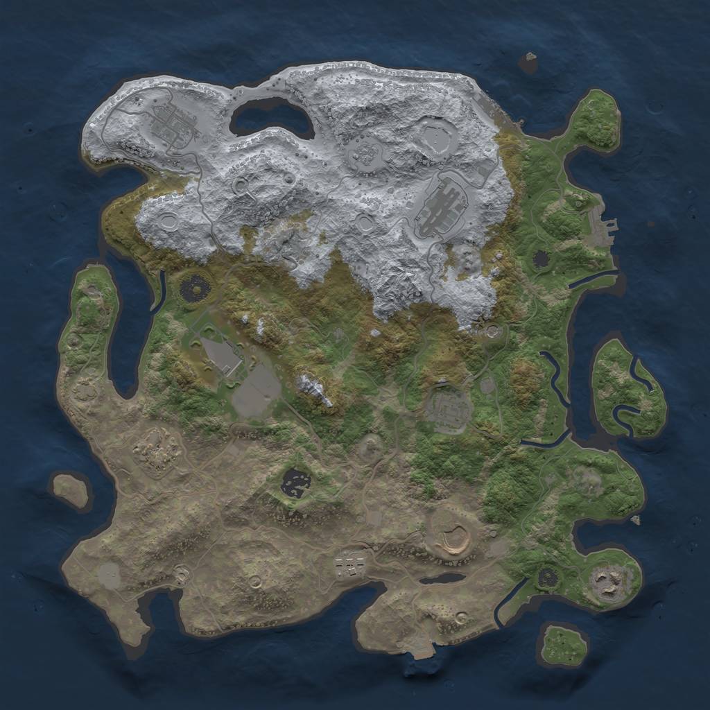 Rust Map: Procedural Map, Size: 3700, Seed: 1571131405, 17 Monuments