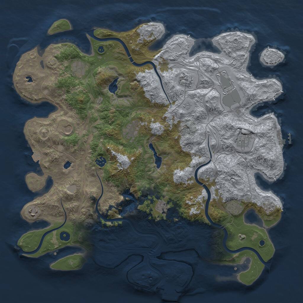 Rust Map: Procedural Map, Size: 4500, Seed: 656777, 17 Monuments