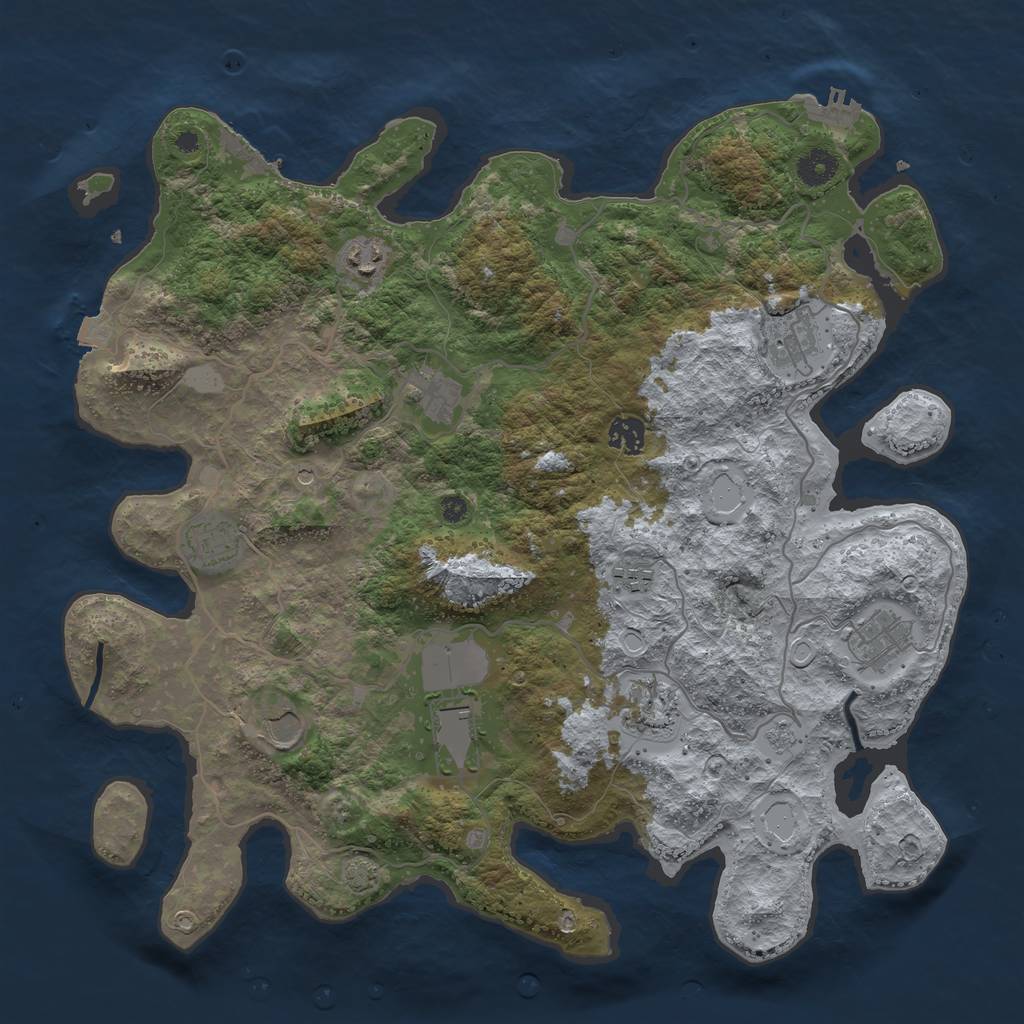 Rust Map: Procedural Map, Size: 4000, Seed: 193045100, 18 Monuments