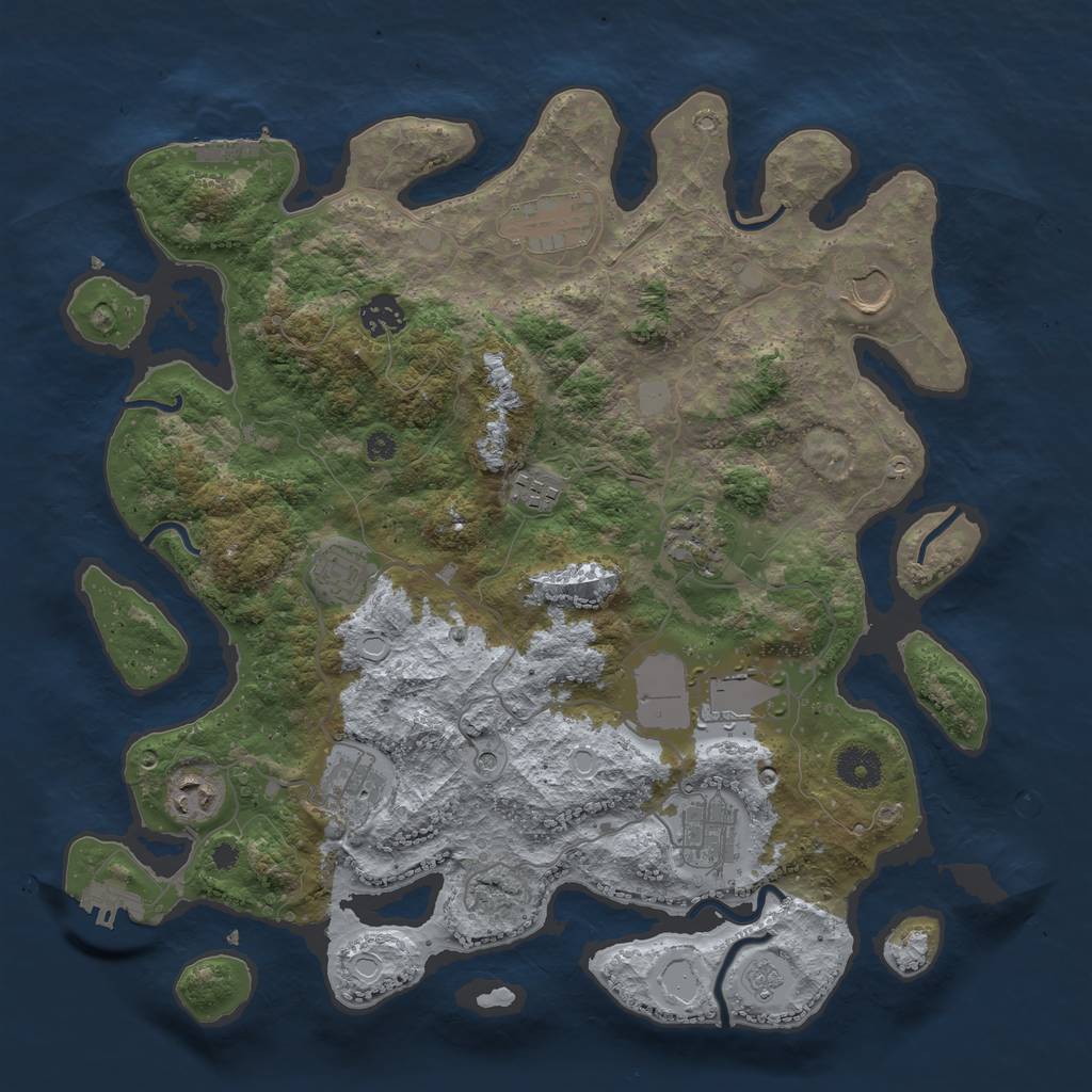 Rust Map: Procedural Map, Size: 3750, Seed: 651815, 19 Monuments