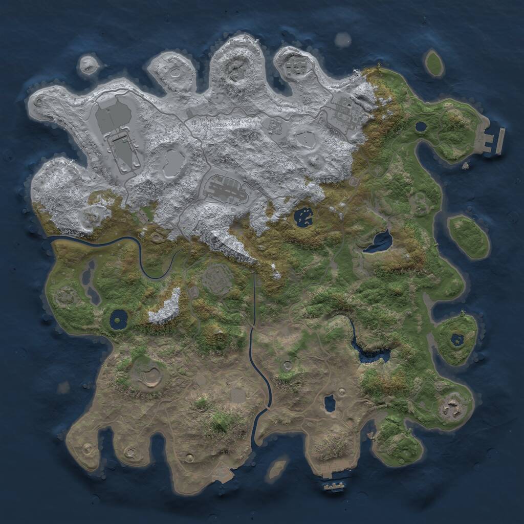 Rust Map: Procedural Map, Size: 4000, Seed: 1875040718, 14 Monuments