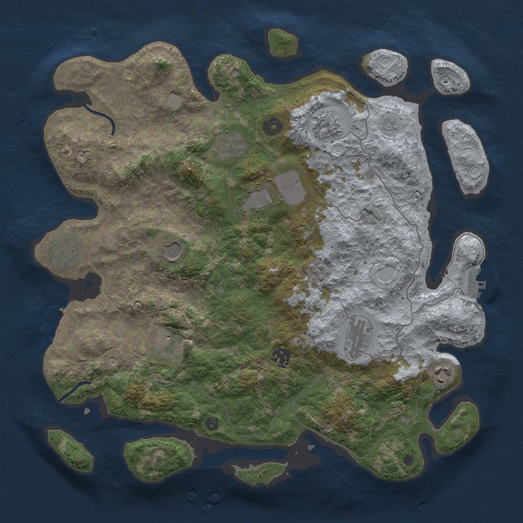 Rust Map: Procedural Map, Size: 4000, Seed: 279535534, 19 Monuments