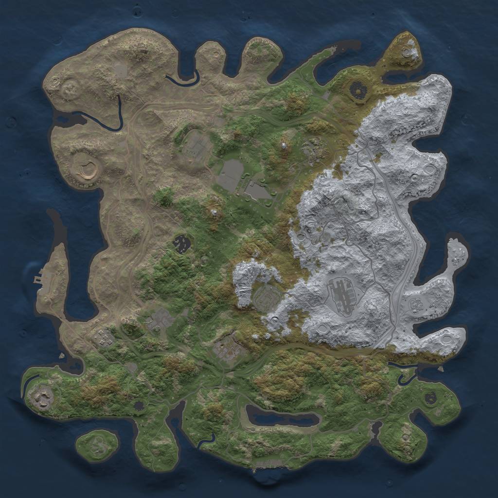 Rust Map: Procedural Map, Size: 4250, Seed: 1100877842, 20 Monuments