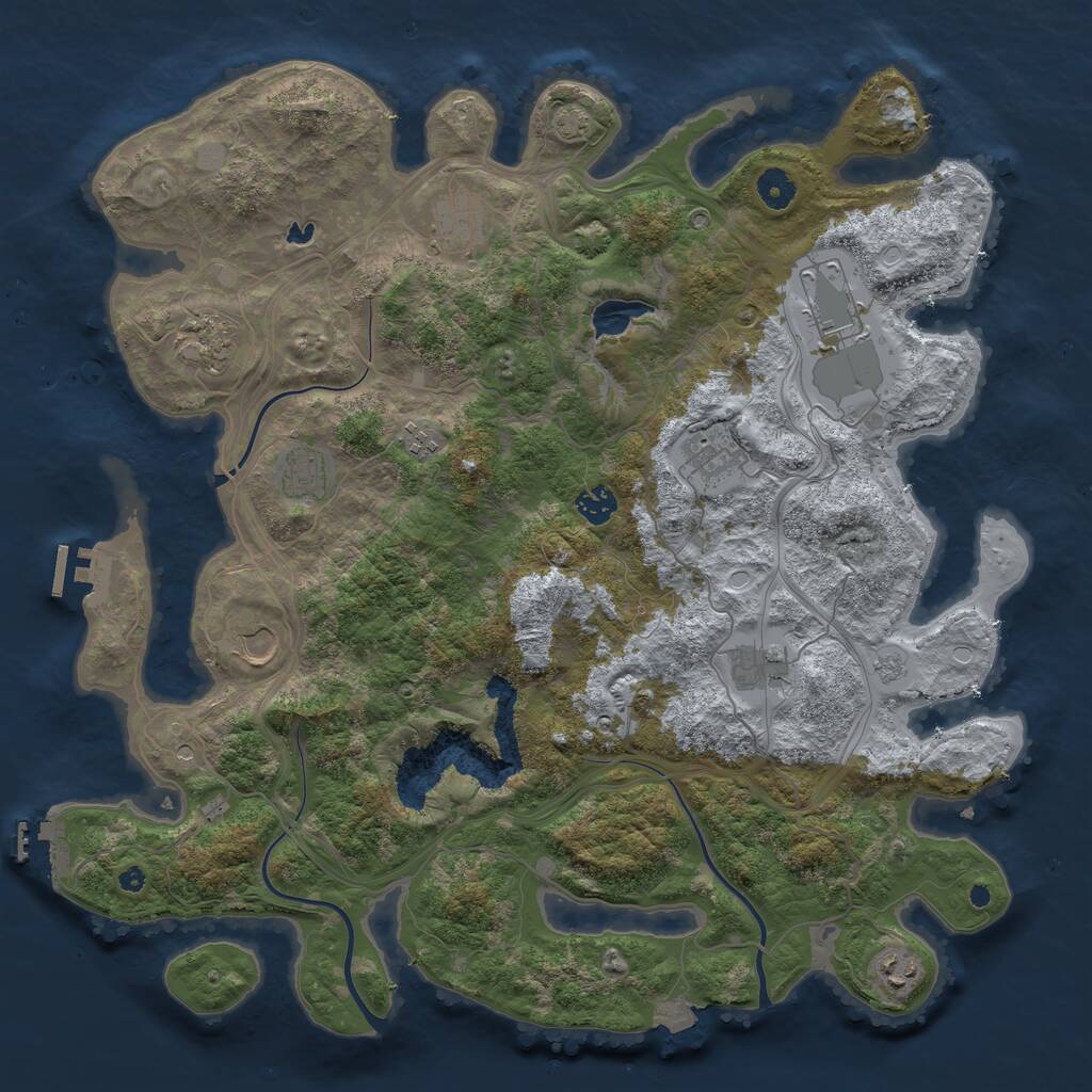 Rust Map: Procedural Map, Size: 4250, Seed: 1100877842, 16 Monuments