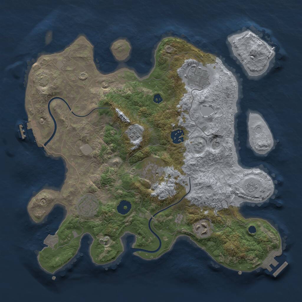 Rust Map: Procedural Map, Size: 3250, Seed: 1228020282, 12 Monuments