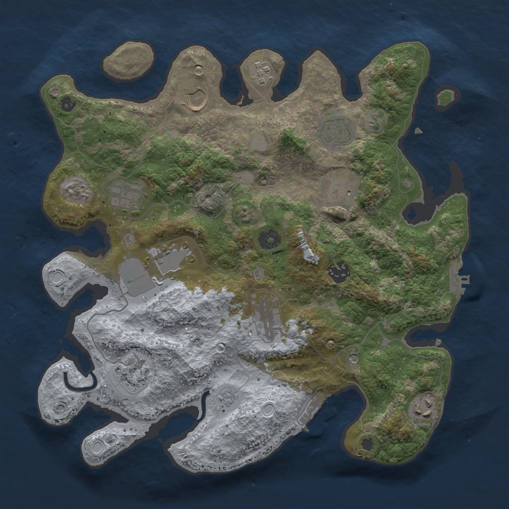 Rust Map: Procedural Map, Size: 3500, Seed: 1814950209, 17 Monuments