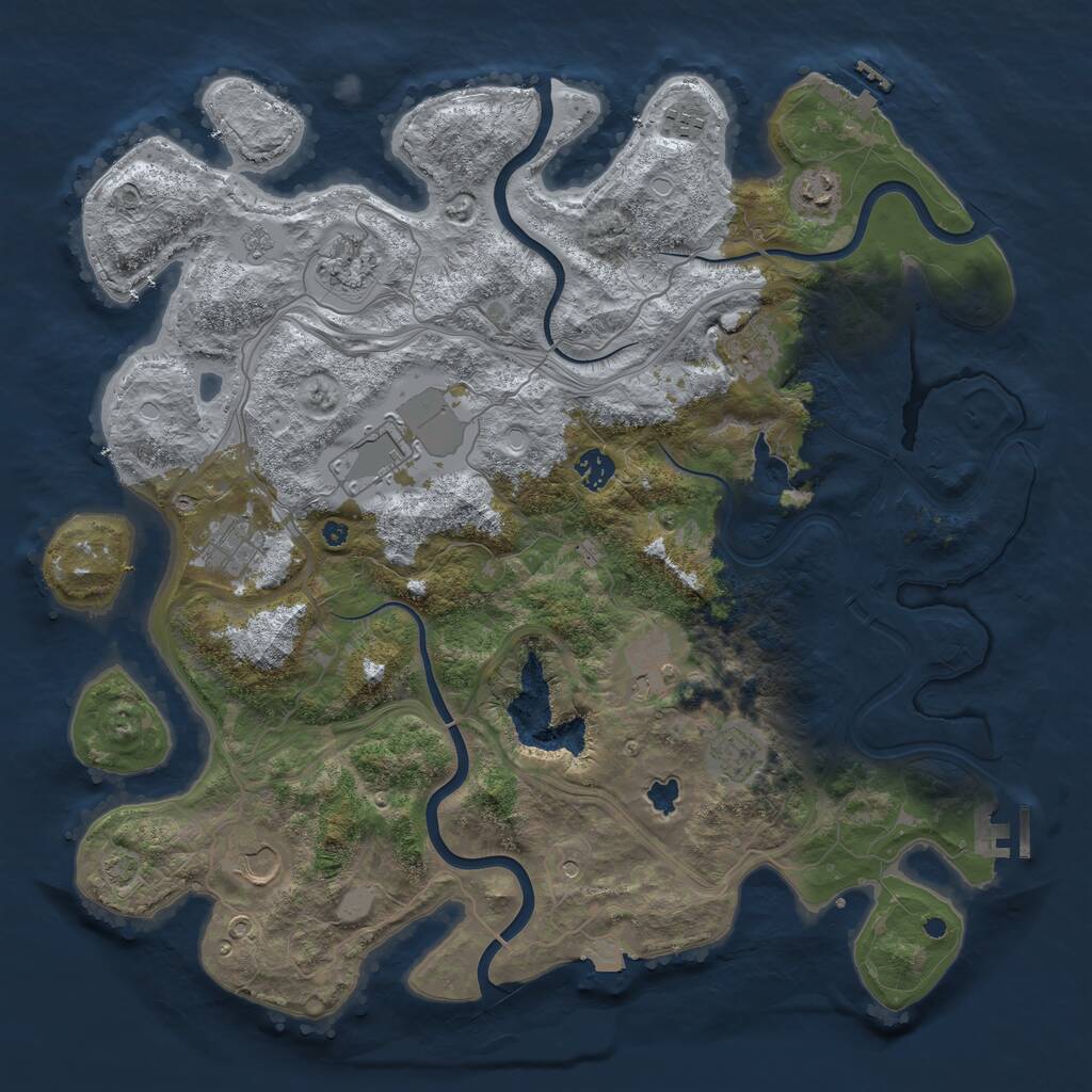 Rust Map: Procedural Map, Size: 4250, Seed: 889190481, 16 Monuments
