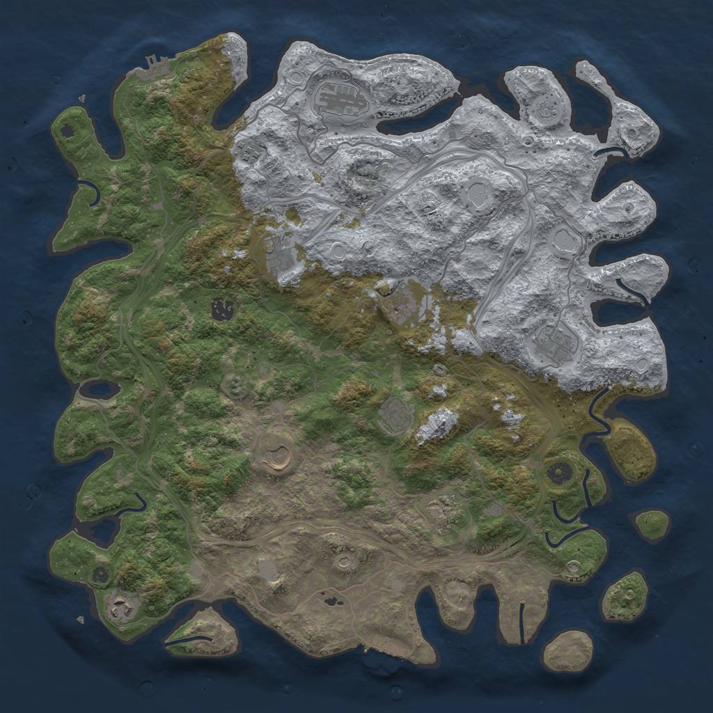 Rust Map: Procedural Map, Size: 4500, Seed: 539499265, 19 Monuments