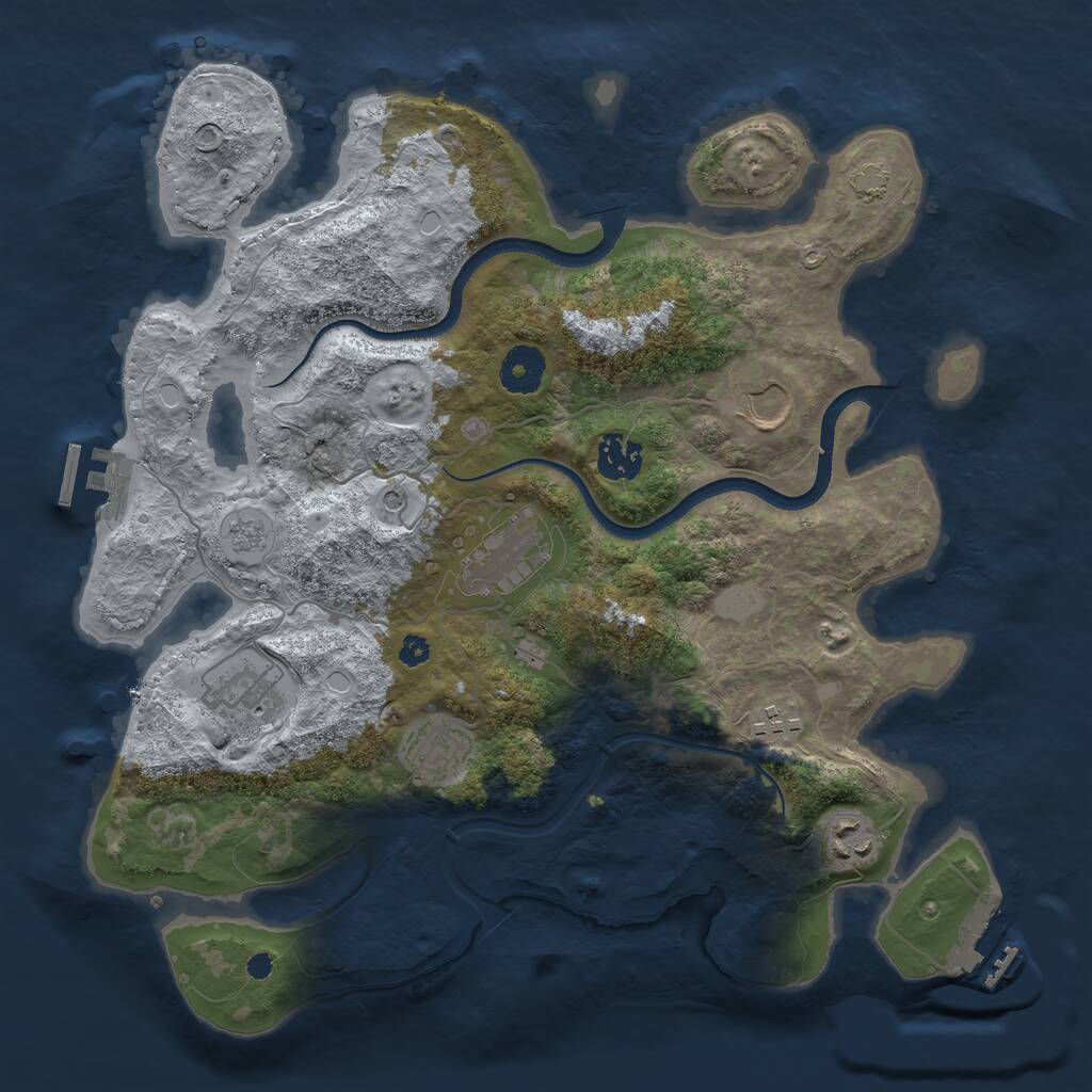 Rust Map: Procedural Map, Size: 3500, Seed: 1991072654, 13 Monuments