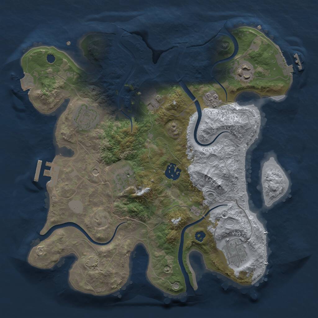 Rust Map: Procedural Map, Size: 3000, Seed: 12913, 12 Monuments