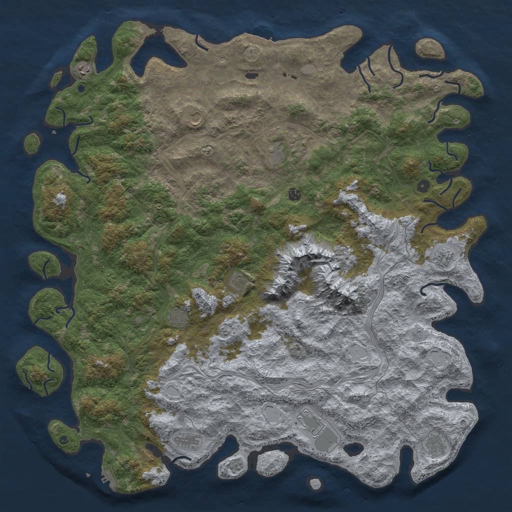 Rust Map: Procedural Map, Size: 6000, Seed: 102967534, 20 Monuments