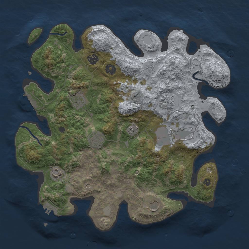 Rust Map: Procedural Map, Size: 3500, Seed: 1258169977, 15 Monuments